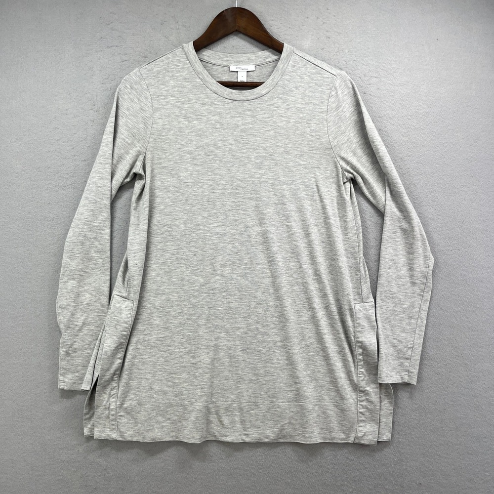 Daily Ritual Tunic Top Womens‎ Medium Grey Long Sleeve Side Slits Casual Soft